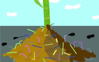 illustration of bamboo growing out of plastic straws