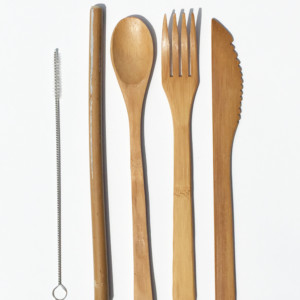 bamboo travel utensil set